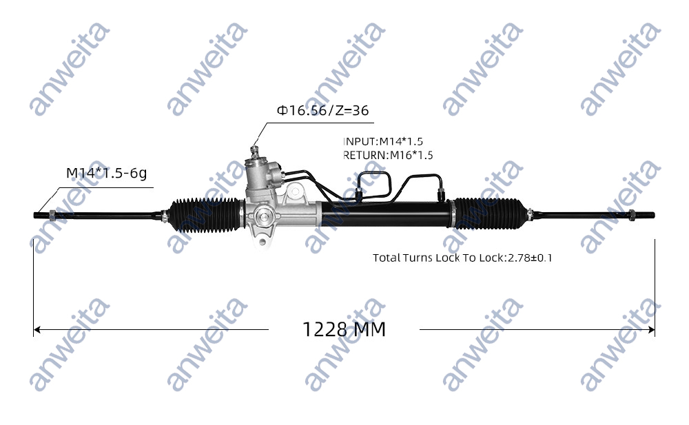 Hydraulic Power Steering Rack and Pinion for LHD KIA CERATO 2003- KIA SPECTRA 57700-2F100/57700-22601
